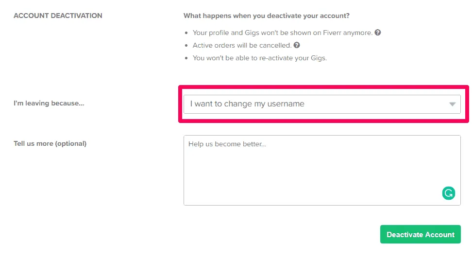 Change Fiverr Username?